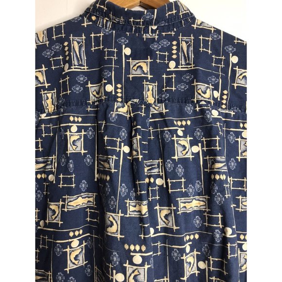 Woolrich Men's 2XL Blue Short Sleeve Button Shirt Fishing Fish Print - Picture 8 of 8